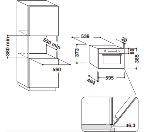 Встраиваемая микроволновая печь Whirlpool W7 MD440