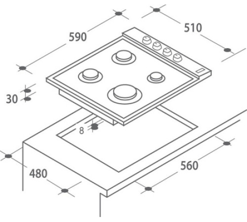 Газовая поверхность CANDY clg 64 pb