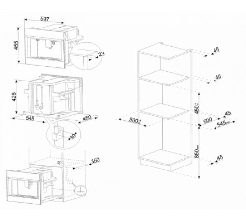 Встраиваемая кофемашина SMEG CMS4104S