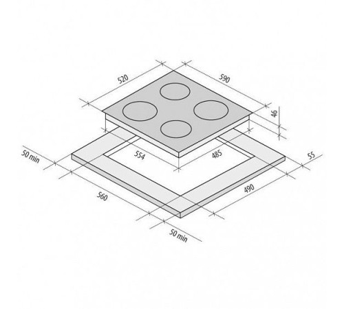 Стеклокерамическая панель KRONA ACCORDO 60 BL