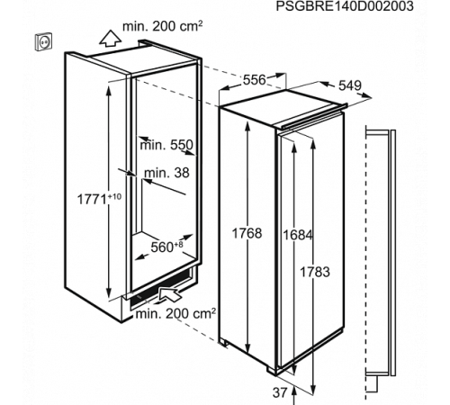 Встраиваемый холодильник AEG SKR81811DC