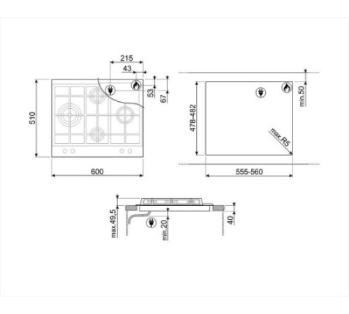 Варочная поверхность SMEG PX364LMB