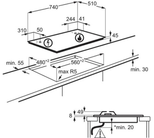 Варочная поверхность ELECTROLUX KGG75362W
