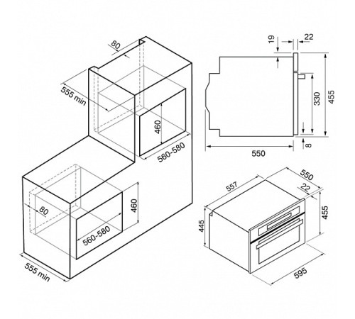 Духовой шкаф KRONA PARABEL 45H BL/BL