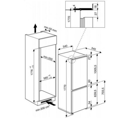 Встраиваемый холодильник Whirlpool ART459/NF/A+/1