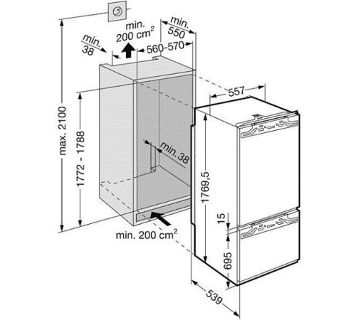Холодильник встраиваемый LIEBHERR icbn 30560-21 001
