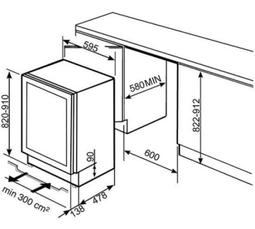 Встраиваемый винный шкаф SMEG CVI338RX3