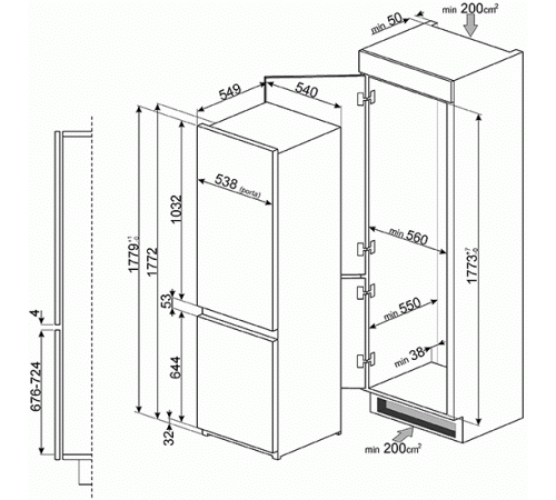 Холодильник SMEG C7280NEP1