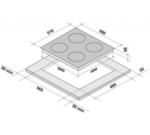 Рабочая варочная поверхность FORNELLI pv 60 miraggio