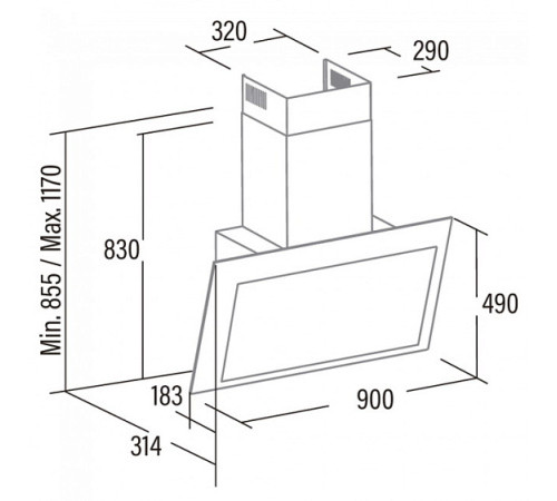 Вытяжка CATA THALASSA 900XGBK /F