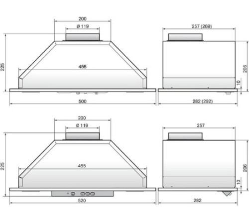 Встраиваемая вытяжка ELIKOR Врезной блок 52Н-650-Э3Г