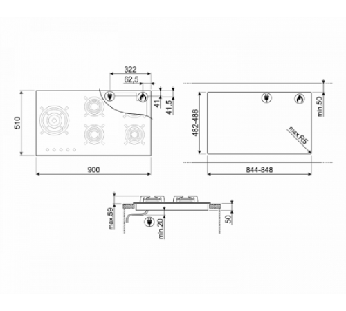 Поверхность SMEG PV695LCNR