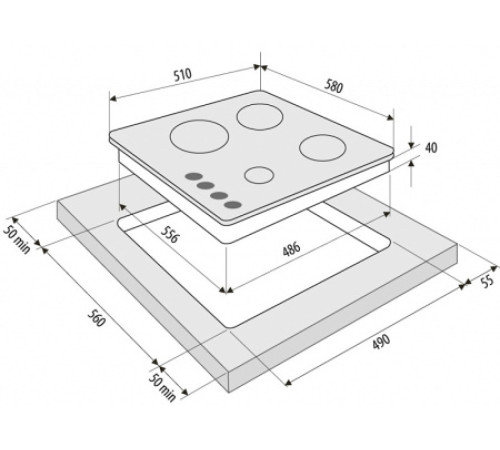 Рабочая варочная поверхность FORNELLI pga 60 ardente bl