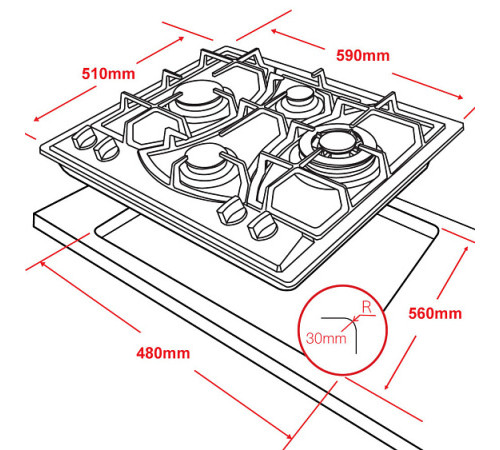 Варочная поверхность GINZZU HCG-424 нержавеющая сталь