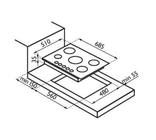 Варочная поверхность ARDESIA hbf 70v5 gti