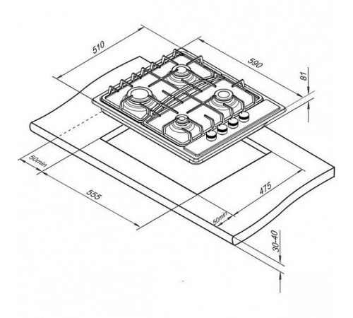 Газовая поверхность DARINA T1 BGM341 11 At