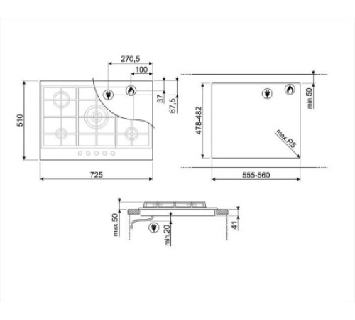 Варочная поверхность SMEG PX375MB