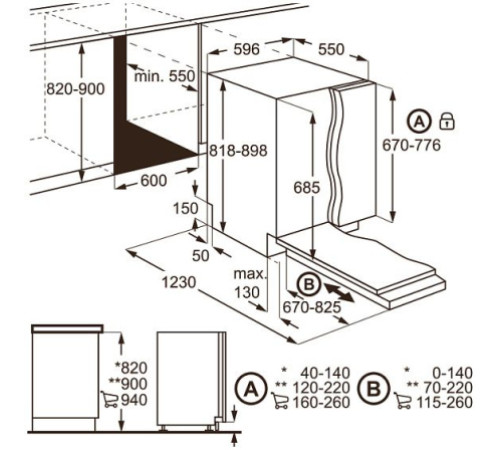 Посудомоечная машина встраиваемая полноразмерная AEG f 97860 vi1p