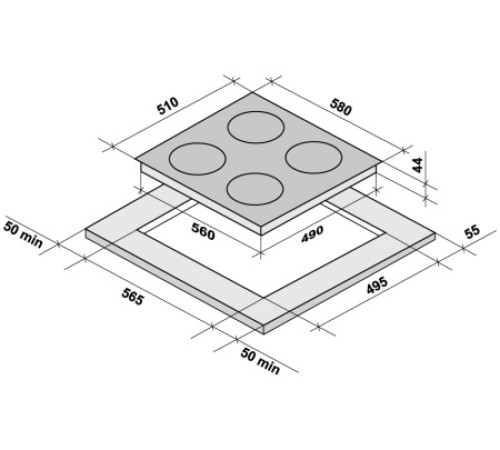 Рабочая варочная поверхность FORNELLI pv 60 dolce