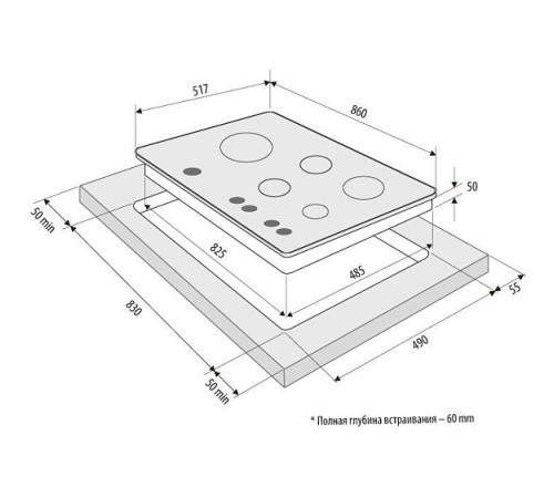 Газовая панель Krona GRANDE 90 BL