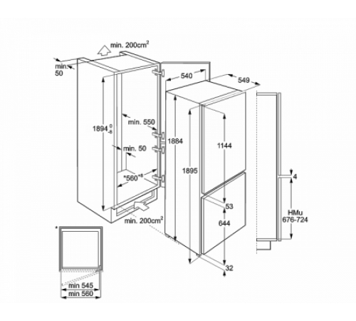 Встраиваемый холодильник Smeg C7194N2P