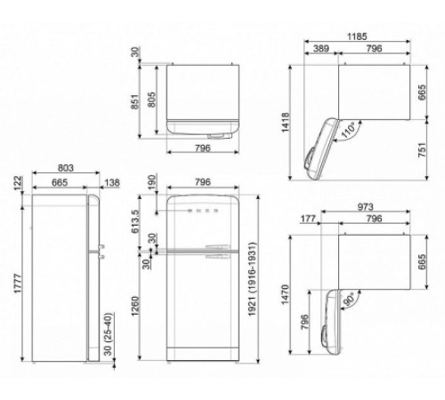 Холодильник SMEG FAB50LBL5