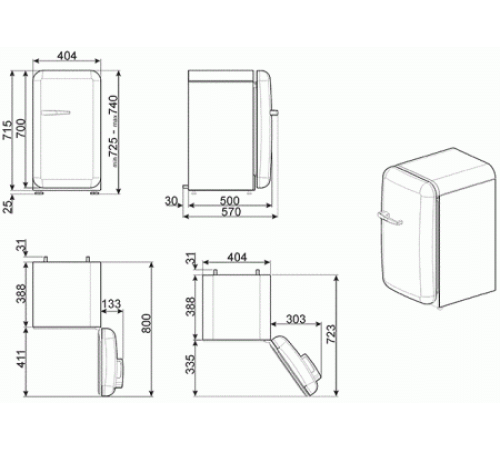 Минибар SMEG FAB5RWH3