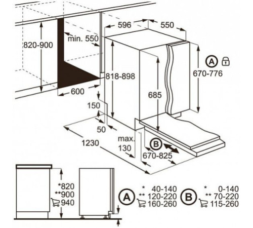 Посудомоечная машина встраиваемая полноразмерная AEG f 99970 vi