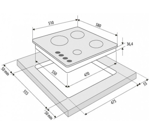 Рабочая варочная поверхность FORNELLI pga 60 grazia ivory