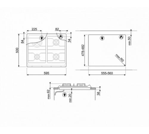 Газовая поверхность SMEG sr964bgh