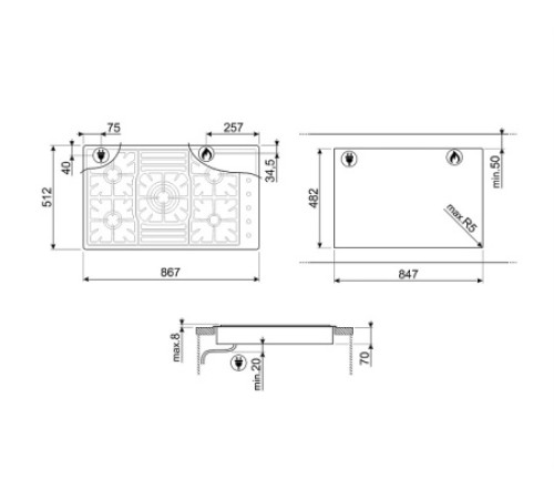 Варочная панель SMEG PGF95 нерж.