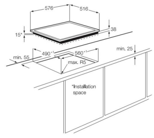 Поверхность AEG hk 634020 xb