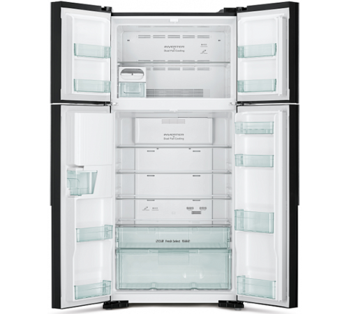 Холодильник HITACHI R-W 662 PU7 GBK черное стекло