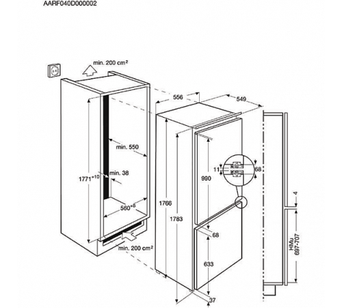 Холодильник с морозильником AEG scs 91800 f0