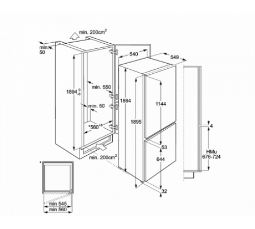 Встраиваемый холодильник Smeg C7194N2P
